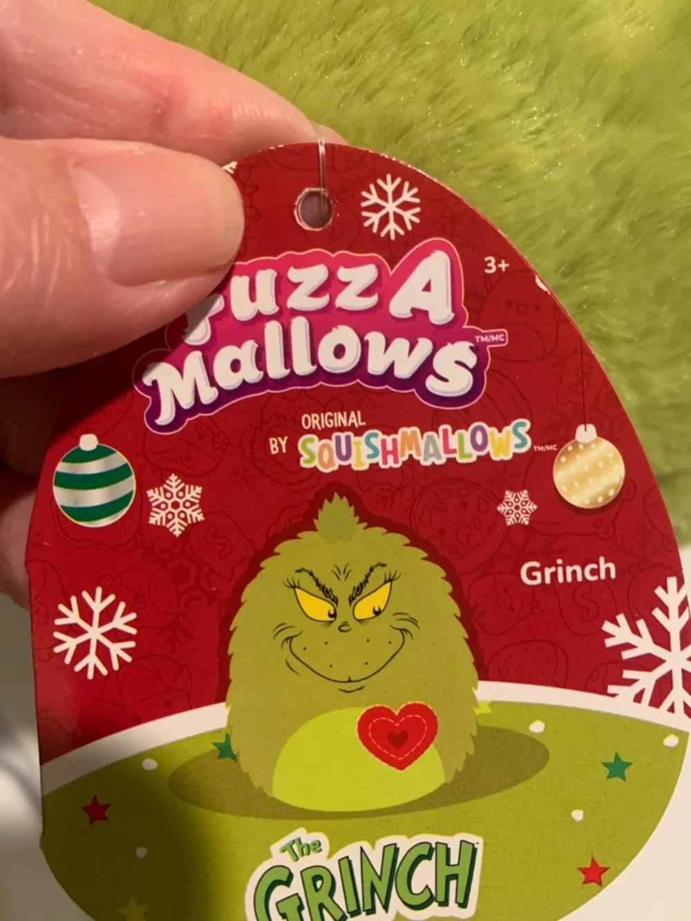 Plush Grinch Character Pillow with Heart Patch - Lime Green